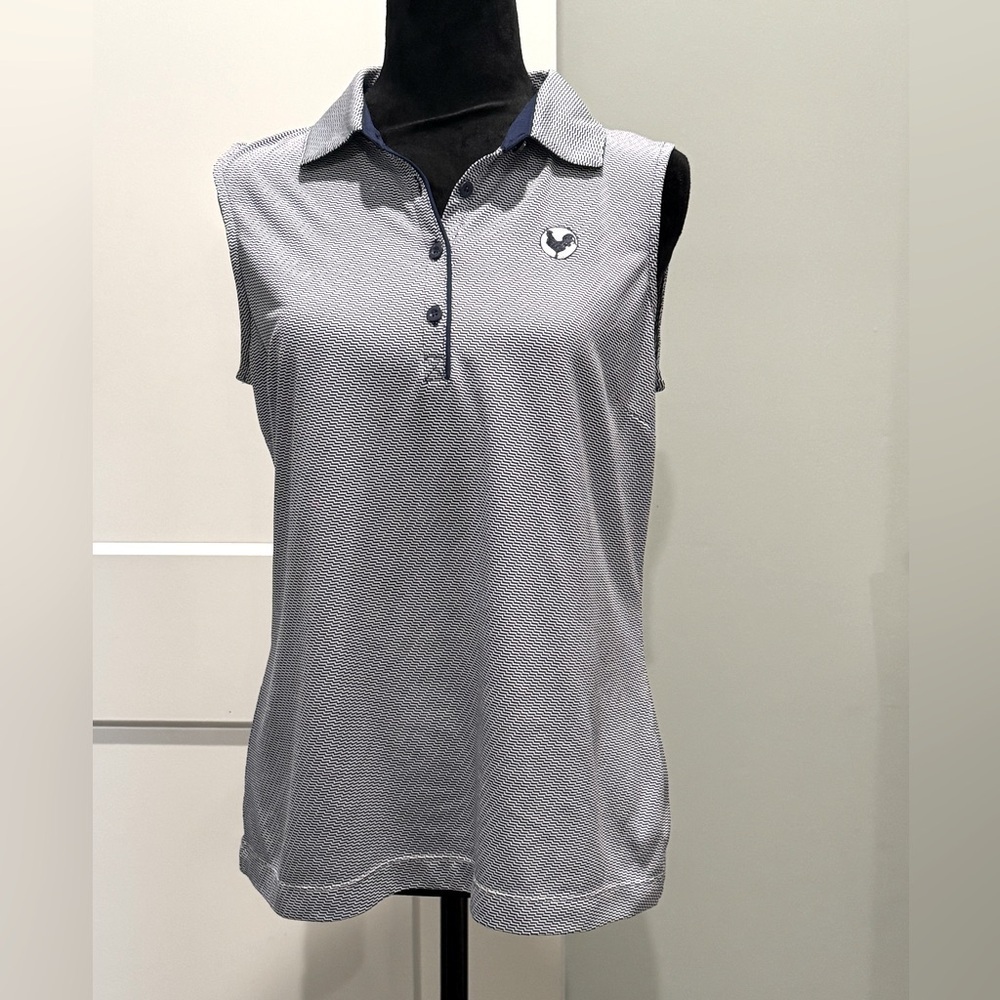 EPNY EP New York Sleeveless Polo golf tank top blue patterned zig zag button